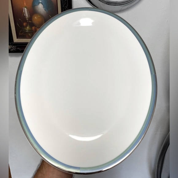 14" Oval Serving PlatterConnections Teal Blueby MIKASA - Picture 1 of 6